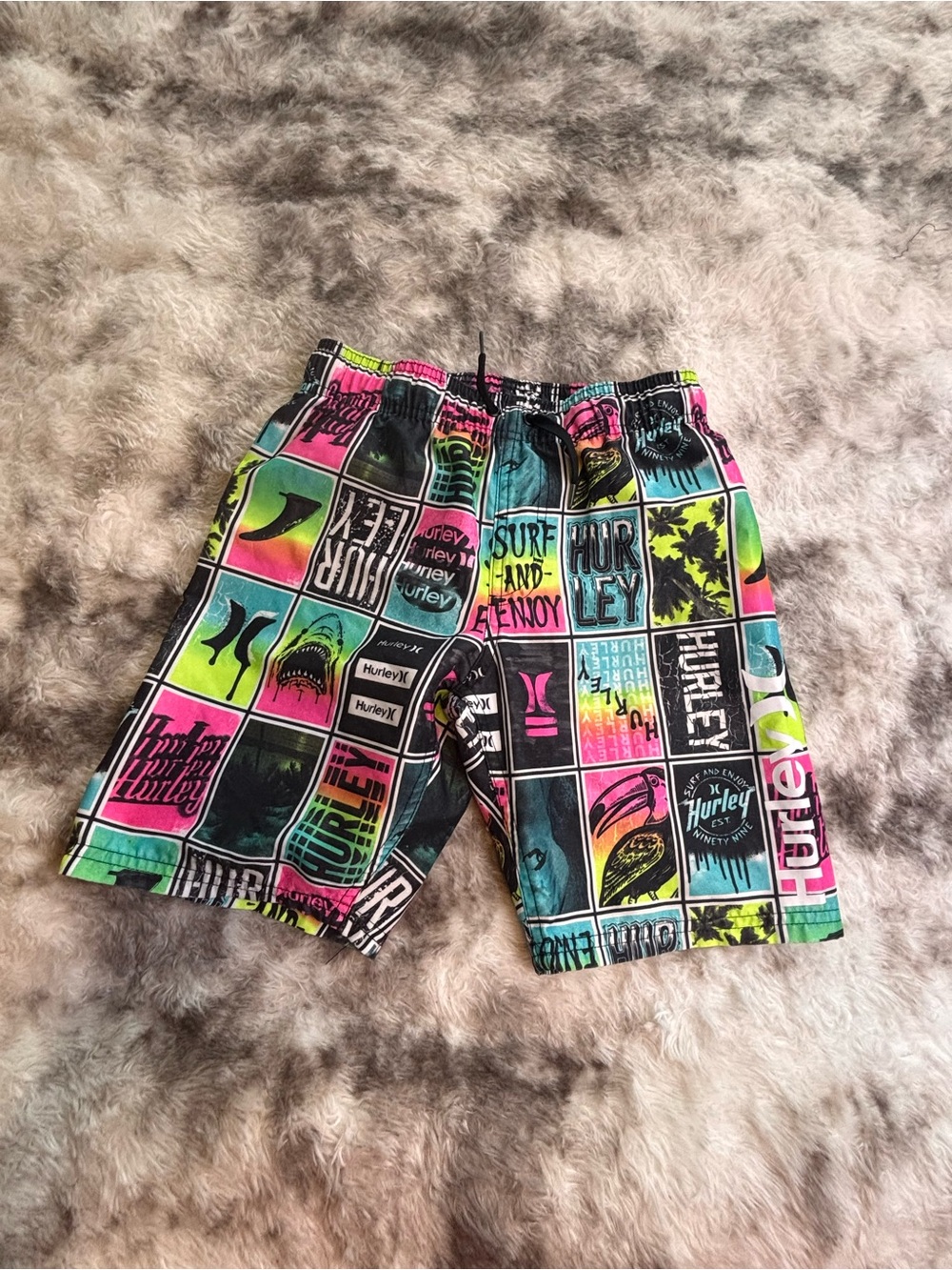 Hurley Neon Patchwork Graphic Swim Shorts